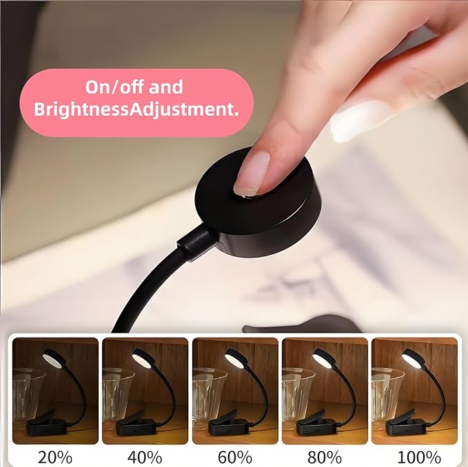4 Pack Book Light for Reading in Bed，3 Color Temperature Reading Light，Adjustable Brightness，Clip on to Book for Reading at Night