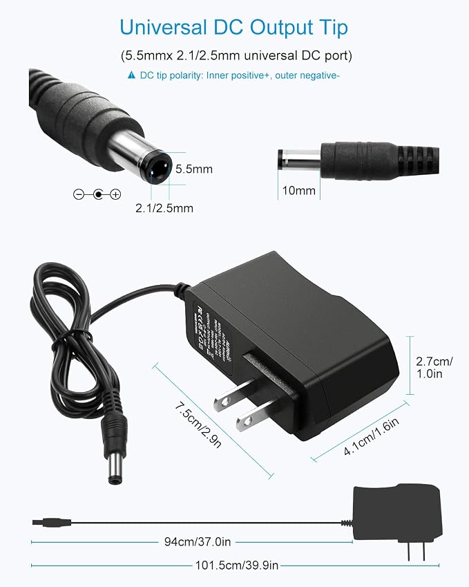 ALITOVE 12V Power Supply 1A AC Adapter 100-240V 50-60Hz to DC 12 Volt Transformer 12W Power Cord 5.5 x 2.5mm/2.1mm Tip for LED Strip CCTV Security Camera DVR NVR System Router (10 Pack)