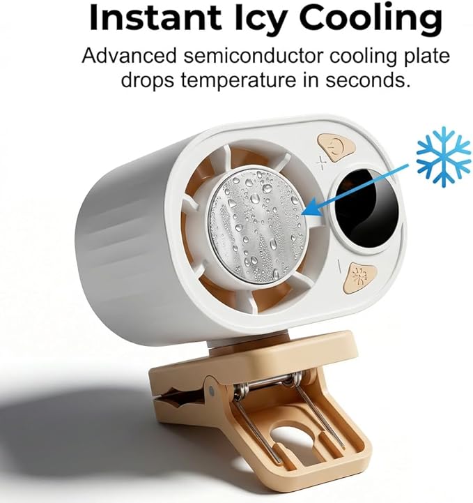 2026 Car Clip On Air Conditioner Fan, Portable Clip-On Fan, Mini USB Rechargeable Rotatable Fan, 3-Speed Silent Mini Bladeless Fans (White)