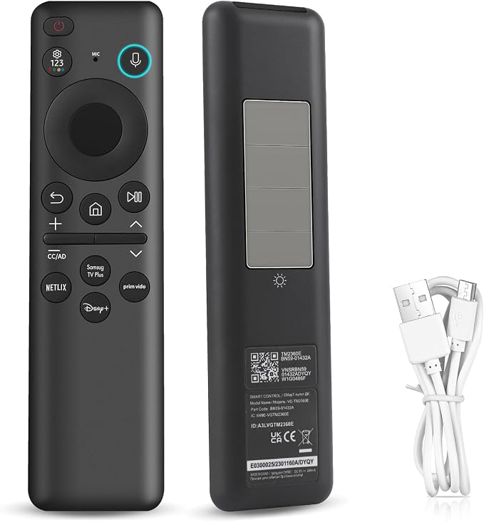 BN59-01432A Replacement Remote Control for Samsung Smart TV, Solar & USB-C Rechargeable, Universal for 2019-2026 Samsung Smart TVs with Voice Function