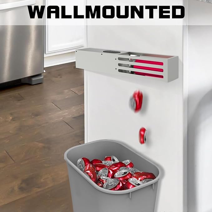 SIXRARI Electric Can Crusher – Heavy Duty Automatic Wall Mounted Can Smasher for Recycling 12oz & 16oz Aluminum Soda, Seltzer, Beer Cans & Plastic Bottles