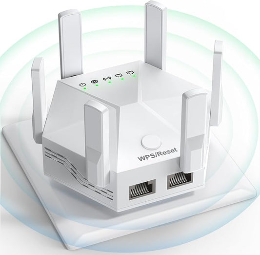 2024 WiFi Extender Signal Booster for Home Powerful 6 Antennas WiFi Booster - up to 10000 sq.ft Coverage, 1200Mbps Dual Band 5GHz/2.4GHz Long Range Wireless Internet Booster WiFi Repeater