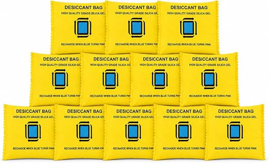 Silica Gel Packets 12 Packets - CARGEN Moisture Absorber, Rechargeable Desiccant Packs, Desiccant Packs for Storage,Reusable & Color Change,100g