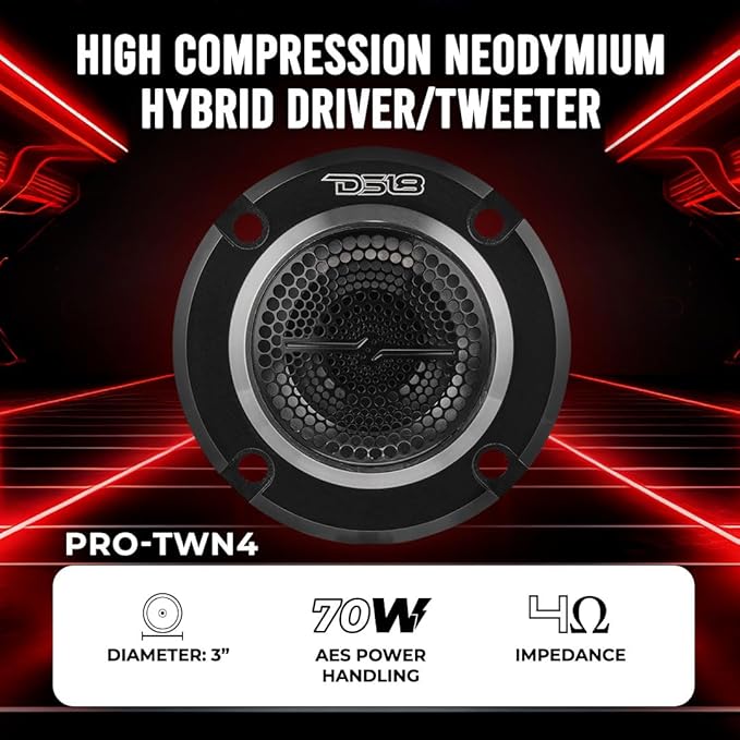 DS18 Audio PROTWN4 PRO 1-in Vc Pen High Compression Neodymium Hybrid Driver/Tweeter 280 Watts 4-Ohm