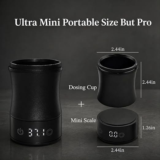 Magnetic Espresso Scale, 0.1g Precision Mini Coffee Scale for Espresso Dosing & Brewing Accessories, Digital Dosing Cup with LED Display, Rechargeable Coffee Bean Scale Measure Matcha Coffee Grounds