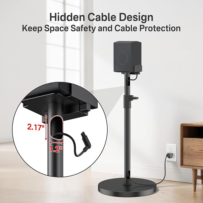 Speaker Stands Pair for Samsung HW-Q990H/Q990F/Q990D/Q930H/Q930F - Height Adjustable Extend 29” to 37.5”, Dual Side Clamp Surround Speaker Stand for Samsung Rear Speaker Stands with Cable Management
