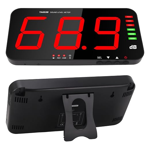 Decibel Meter Recorder Large Screen,Wall Mount Noise Sound Level Measuring Set,Data Hold, for Classroom Home Offices Factory