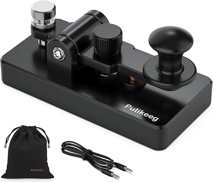 Putikeeg Classical Morse Mini Code Key Morse Code Paddle Key Aluminum Alloy Mini-Key Morse CW Portable Key Morse Practice Key Black