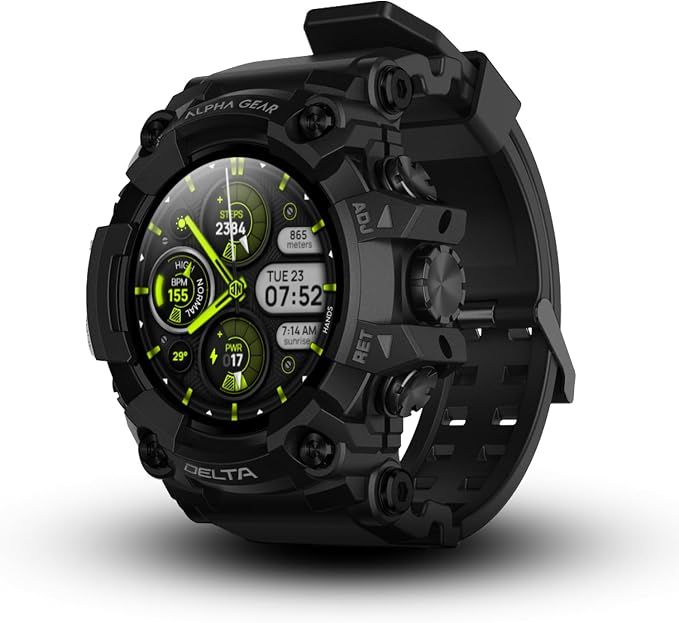 ALPHAGEAR Delta Smartwatch for Men, Tactical Rugged Smart Watch, IP69K Water + Dust Resistant, 380mAh 21-Day Battery, Bluetooth Calling, Operates -15F to 140F, for Android iPhone, Dark Night