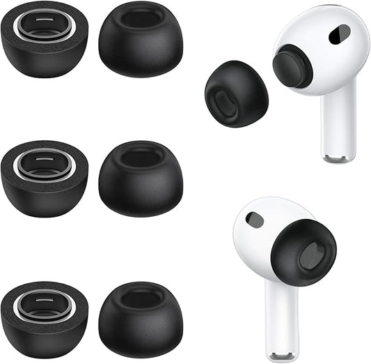 Memory Foam Ear Tips for AirPods Pro 3, Secure Fit, Noise Cancel Improved, Cushiony Memory Foam Tips with Portable Storage Box, Replacement Ear Tip (Medium, 3 Pairs)