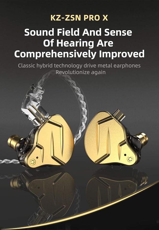 KZ ZSN PRO X Hybrid Banlance Armature with Dynamic in-Ear Earphone ERJIGO ZSNPROX 1BA+1DD HiFi Headset ZSNPRO X erabuds (Without Mic, Black)