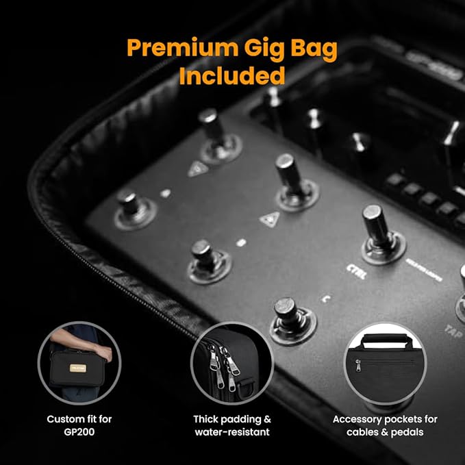 Valeton GP-200 Multi-Effects Guitar & Bass Processor Pedal with Amp Modeling, IR Loader, Expression Pedal, USB Audio Interface, Looper, Drum Machine + Gig Bag Bundle