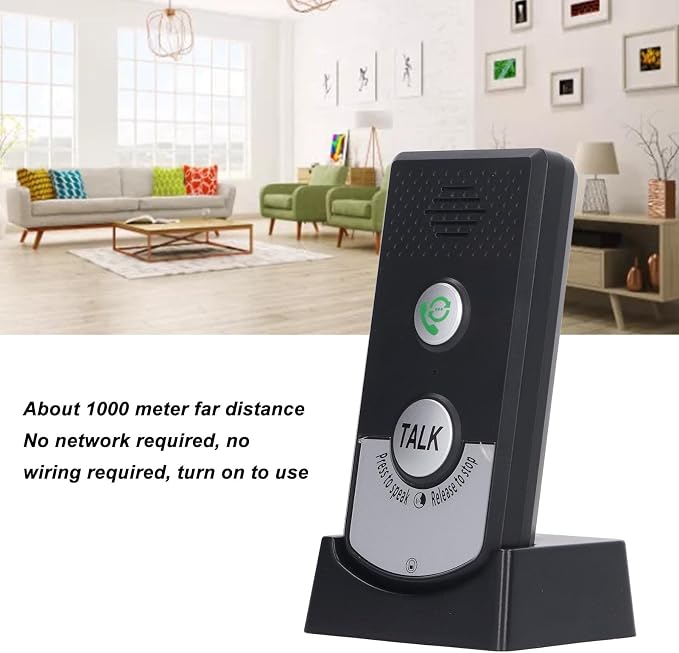 Voice 2Way Intercom Doorbell, Two Way Portable Walkie Talkie Operating at 1000m, Handheld Intercom System, Home Room to Room Communication System for Home Office