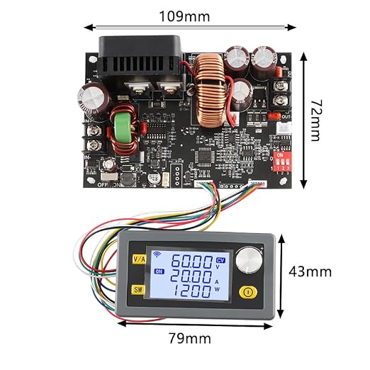 XY6020L CNC DC Buck Converter Adjustable DC Voltage Power Supply Constant Voltage 20A 1200W Voltage Step Down Module Buck Converter Power Supply 1200W