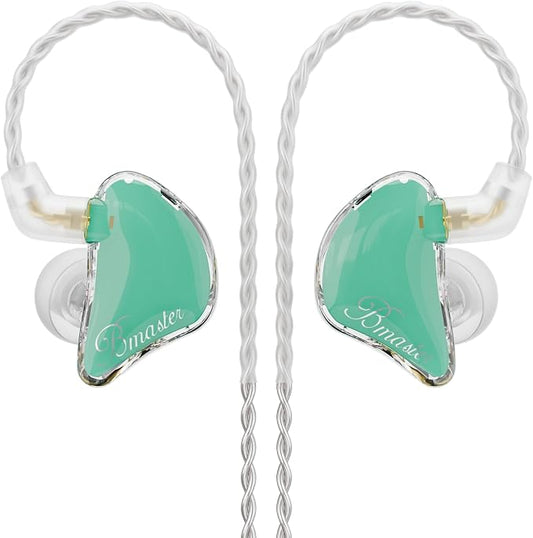 BASN Bmaster in Ear Monitor Headphones, Triple Driver IEM Earphones with Powerful Bass, Noise Isolation HiFi Stereo Wired Earbuds for Musicians Singers Drummers (Teal)