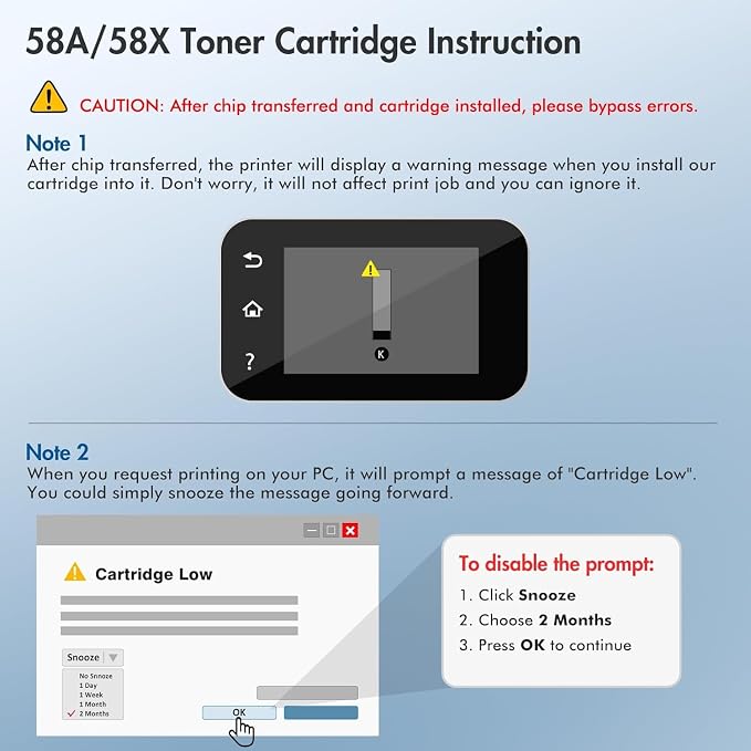 Cool Toner (no chip) 58A CF258A Black Toner Cartridge Replacement for HP 58A CF258A Toner for HP LaserJet Pro M404n M404dn MFP M428fdw M428fdn M428dw Printer Ink 2-Pack