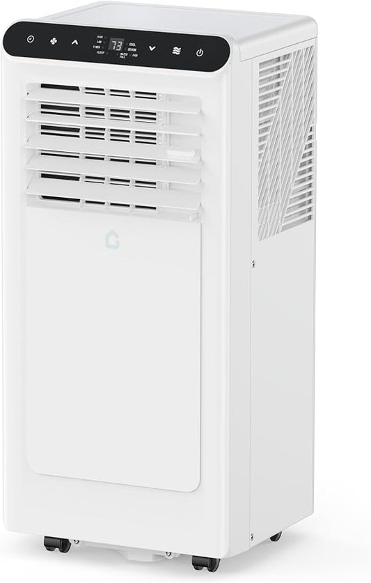 8000 BTU Portable Air Conditioner, Cools Up to 350 Sq.ft. Quiet AC Unit with Remote, 3-in-1 Dehumidifier Fan Sleep Mode 24H Timer, Easy Install Window Kit, for Home,White+Black Panel