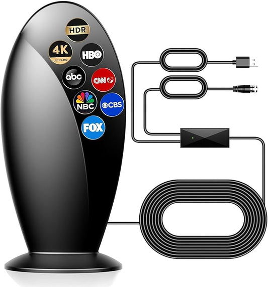 Digital TV Antenna Indoor,【1200+ Miles Super Long Range】【Smart Chip for Local HD Channels】-with Amplifier Signal Booster,Supports 4K 1080p for Smart & Older TVs,18ft Coax Cable