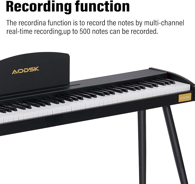 AODSK 88 Keys Digital Piano, Electric Piano Full-size Semi Weighted Keyboard For Beginners, 128 Tones & Rhythms, MIDI/USB Connectivity, Headphone Jack