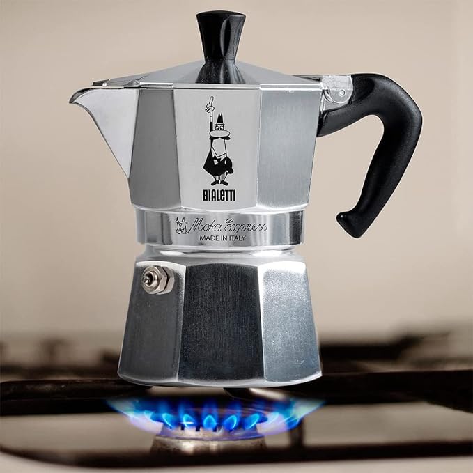 Bialetti - Moka Express: Iconic Stovetop Espresso Maker, Makes Real Italian Coffee, Moka Pot 1 Cup (2 Oz - 60 Ml), Aluminium, Silver