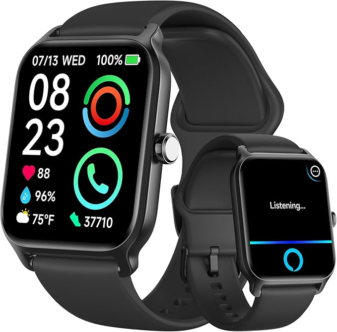 Fitpolo Smart Watches for Men Android & iPhone, Alexa Built-in [1.8" HD Screen] IP68 Waterproof Fitness Watch with Bluetooth Call (Answer/Make), Heart Rate/Sleep/SpO2 Monitor, 105+ Sports Tracker