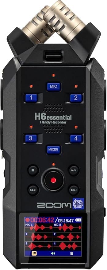 Zoom H6essential 6-Track 32-Bit Float Portable Audio Recorder Bundle with APH-6e H6essential Accessory Pack with Hairy Windscreen, Padded Shell Case, AC Adapter, & USB C-Cable (H6e + APH6E Bundle)