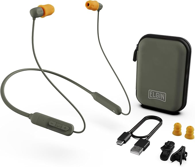 Elgin Discord Gen 3 Bluetooth Earplug Earbuds, OSHA Compliant Wireless in-Ear Headphones, 31dB NRR ANSI Certified Noise Isolation, Dynamic 8mm Driver, USB-C Charging, 14-Hour Playback