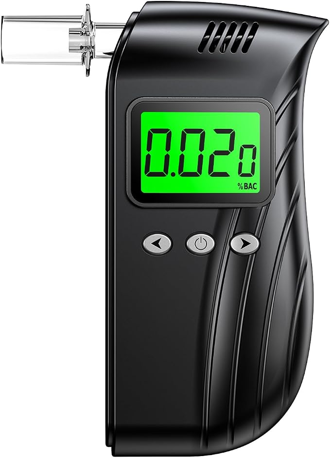 Breathalyzer, Breathalyzers for Alcohol with LCD Digital, Display Alcohol Breathalyzer Tester for Home Use, Portable Breathalyzer with 10 Mouthpieces and Carrying Case