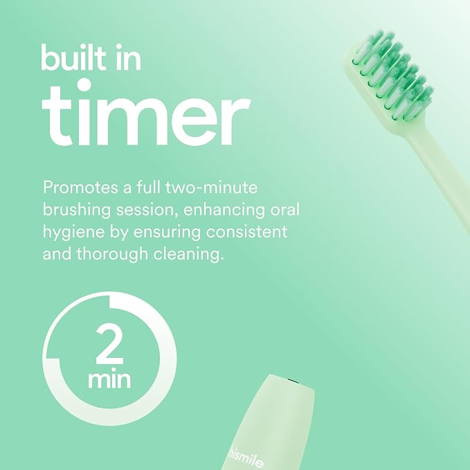 HISMILE Electric Toothbrush, 3 Brushing Modes, Smart Timer, Rechargeable Electric Tooth Brush for Adults and Children, Soft-Tapered Bristles, Mode Memory (Green)