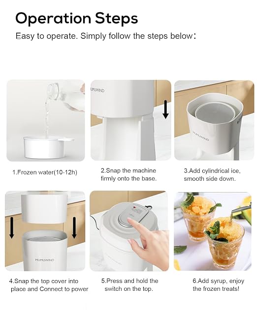 Shaved Ice Machine for Home, Electric ice Shaving Machine with 2 Ice Cups, Ice Shaver, Snow Cone Machine, Ice Crusher Snowcone Maker for Kids Birthday Party, House Warming Gifts (White)