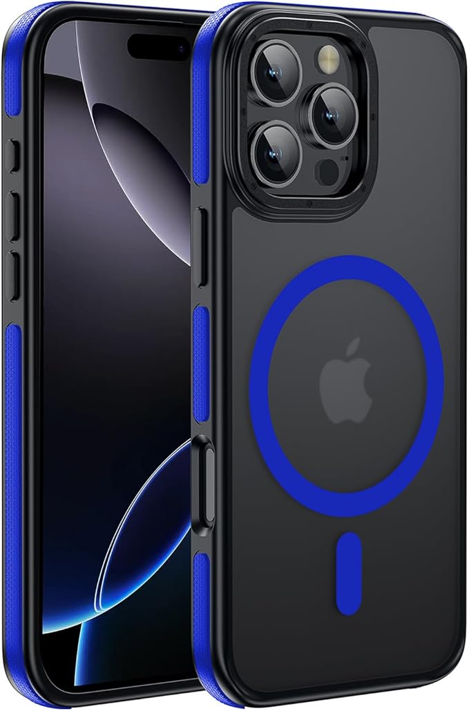 Strong Magnetic case for iPhone 16 Pro [10Ft Military-Grade Protection] Compatible with fit MagSafe Shockproof Slim Thin Cover 6.3 inch 16 Pro Phone case, Blue Bumper