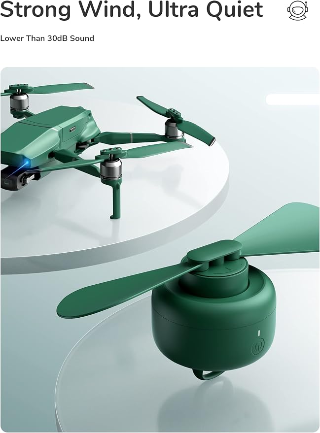 JISULIFE Camping Fan 8000mAh Battery Operated, Portable Tent Rechargeable with Remote Control, Detachable Fan-Blades, Hanging Hook, Timer, 4 Speeds for Outdoor Dorm-Green