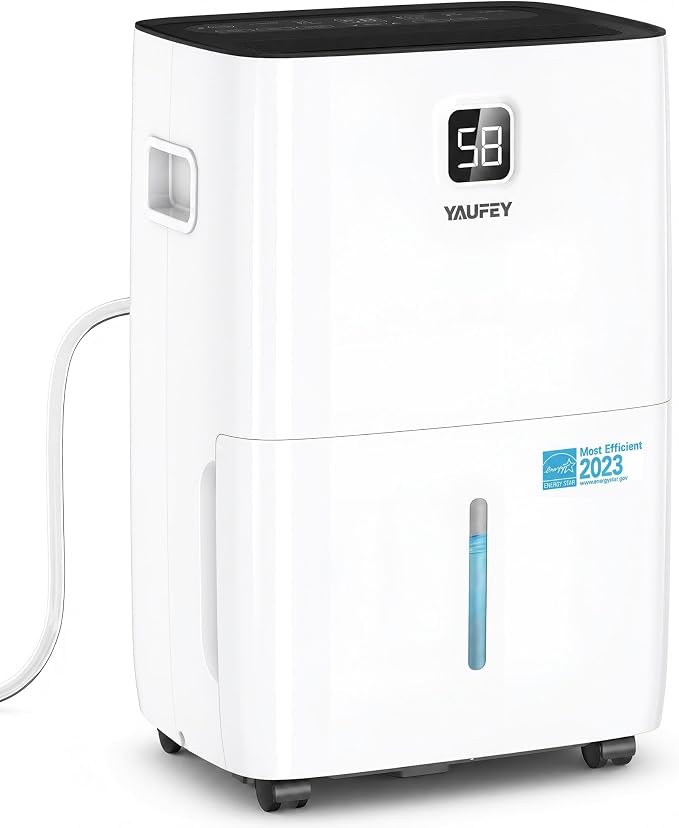Yaufey 120 Pints Energy Star Dehumidifier for Home, Basement and Large Room up to 7000 Sq. Ft., with Drain Hose, Timer, Intelligent Humidity Control and Large Water Tank