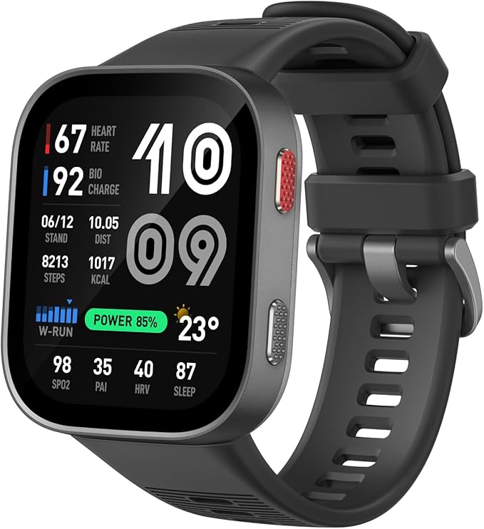 Amazfit Bip Max 50mm Smartwatch, 2.07" AMOLED Display, 20 Days of Battery, GPS, 4GB Storage, Offline Maps, Fitness Tracker, Hybrid Training, 150+ Sports, HYROX Mode, 5 ATM for Android & iPhone, Gray