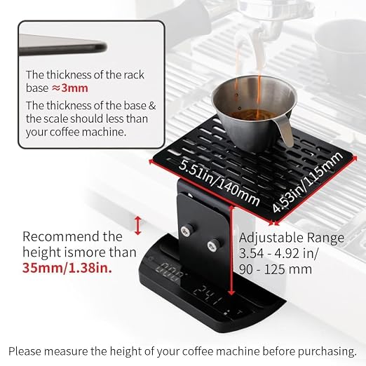 watchget Coffee Weighing Rack Espresso Machine Electronic Scale Weighing Stand Stainless Steel Coffee Scale Rack Stem Waterproof Scale Rod Protection Rack Black