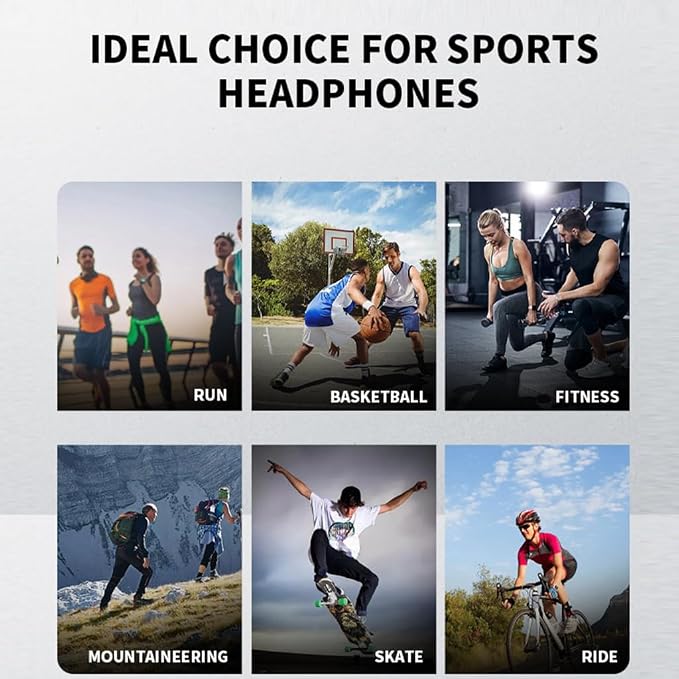 AYI True Bone Conduction Bluetooth Headphones Open Ear Headset Painless Wear Stereo Earphone 11H Playtime Lightweight Stable & Comfortable Sports Headphone for Driving Bicycling Running Skiing-White