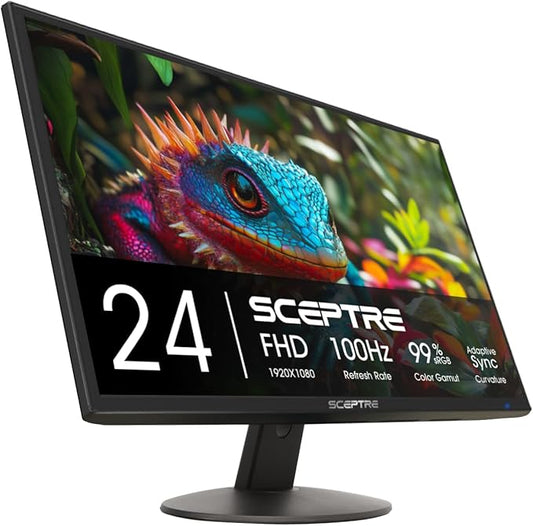 New! Sceptre 24-inch Gaming Monitor 100Hz FreeSync 2X HDMI 1X VGA Build-in Speakers, Machine Black 2026 (E248W-FW100TR Series)