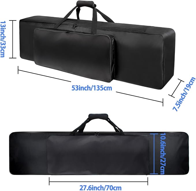 88 Key Keyboard Case, 53.5"x12.6"x6.3" Electric Keyboard Bag Piano Gig Bag with Handles and Adjustable Shoulder Straps Keyboard Gig Bag - Black