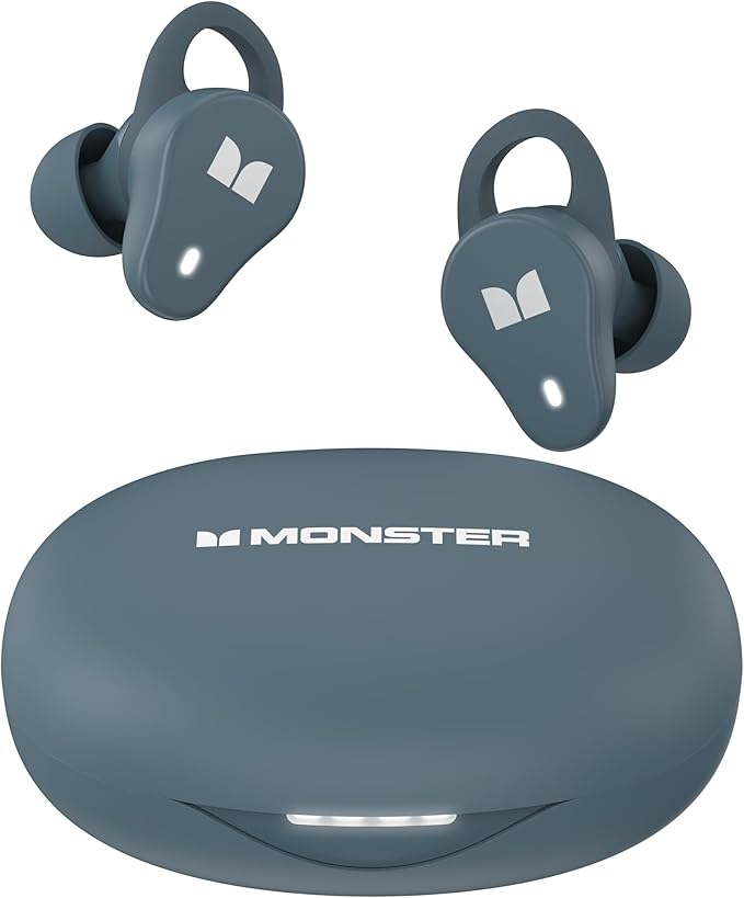 Monster N-Lite 210 Wireless Earbuds, Bluetooth 5.4 in Ear Stereo Headphones, Built-in Mic for Crystal Clear Call, 32H Playtime, Waterproof Earphones for Sports, Blue
