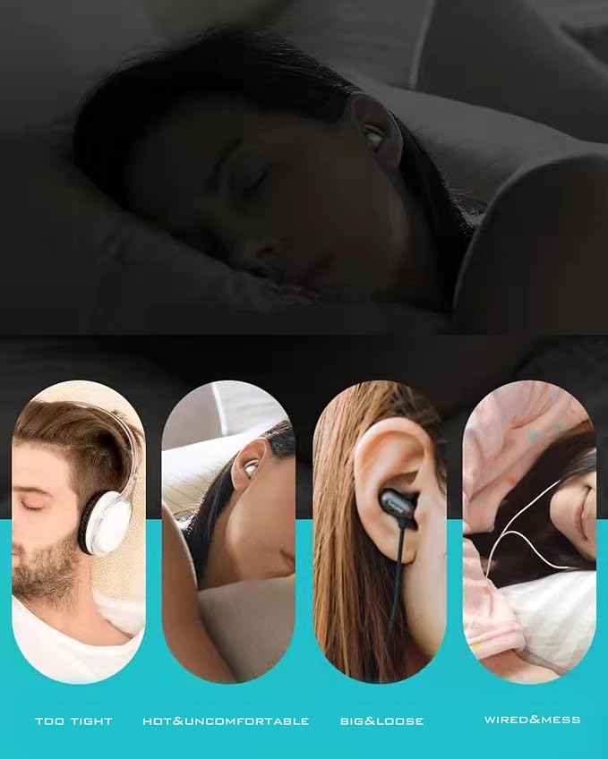 Bone Conduction Under Pillow Sleep Speaker, Ultra-Thin Bluetooth 5.3 Bedside Speaker, TF Card Slot, Auto-Off Timer, Private Audio for Side Sleepers & Light Sleepers (C807-White)