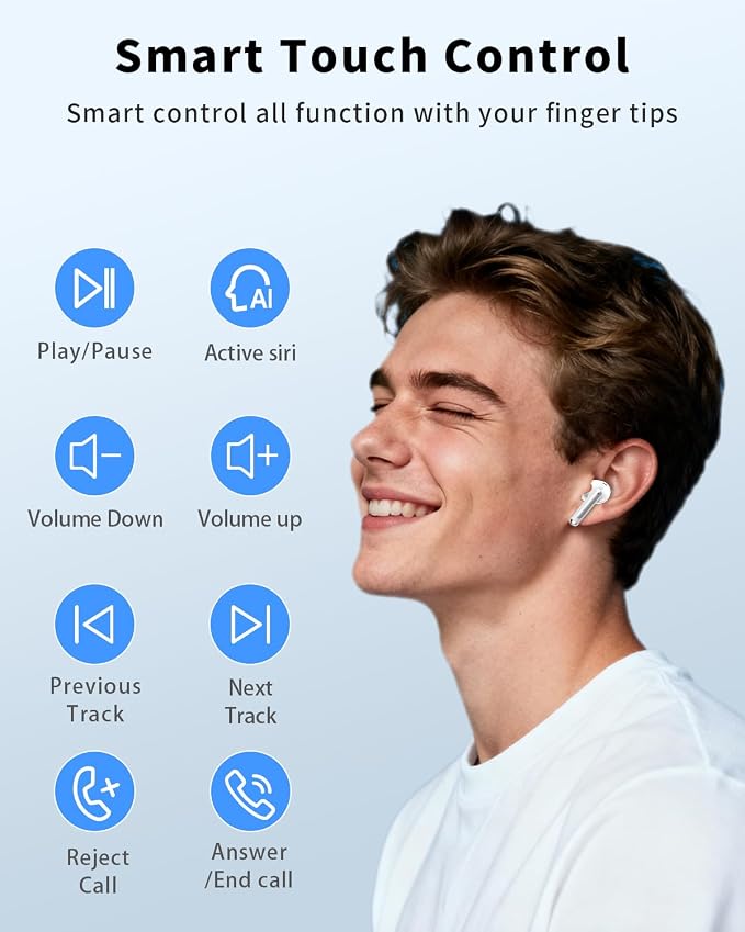 XIAOWTEK Wireless Earbuds, 2026 Bluetooth 5.4 Headphones Bass Stereo Ear Buds with Noise Cancelling Mic, LED Display in Ear Earphones 50H Playtime Ear Buds, IP7 Waterproof for Laptop Pad Phones Green