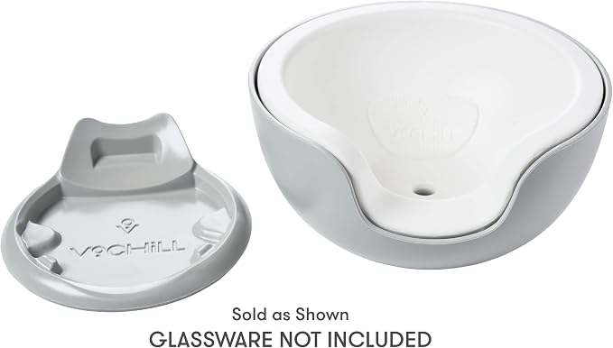 VoChill Stemless Wine Glass Chiller | Keep the Chill In Your Glass | Made In USA | Separable & Refreezable Chill Cradle | Actively Chills Stemless Glassware | Stone, Pair Stemless