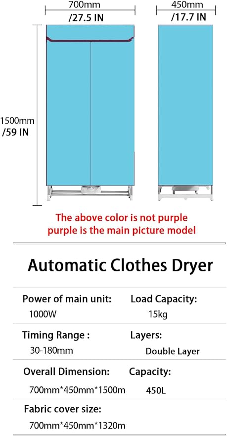 1000W Portable dryers for laundry, Portable Clothes Dryer, Mini dryer for clothes, Electric Clothes Dryer Machine for Apartment, RV, Travel(US plug)