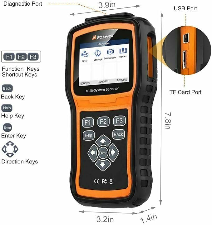 FOXWELL NT530 for Dodge Jeep Chrysler All Systems, All Maintenance Service - Bidirectional Diagnostic Scan Tool OBD2 Scanner Automotive Code Reader ABS Bleed SRS Airbag SAS TPMS TPS EPB Oil Reset CKP
