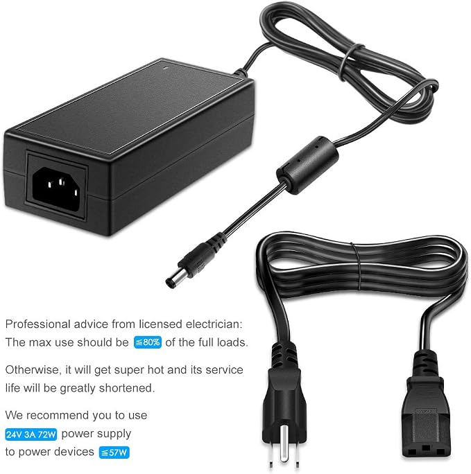 SHNITPWR 24V Power Supply 3A 72W AC/DC Adapter, 6-Pack 100~240V AC to DC 24 Volt 3amp 2.7A 2.5A 2.3A Converter Transformer 5.5x2.5mm Plug for LED Strip Lights 3D Printer CCTV Camera LCD Monitor
