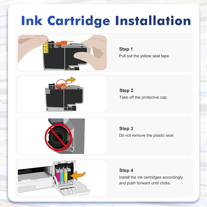 LC404 MFC-J1205W LC404XL Ink Cartridges for Brother Printer 404XL LC 404 XL for MFC-J1205W MFC-J1215W MFC J1205W J1215W - 4 Pack High Yields Black Cyan Magenta Yellow