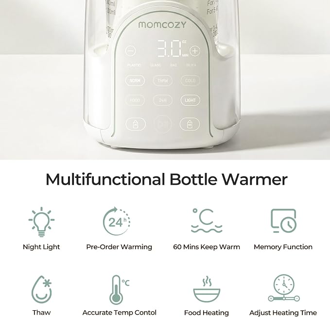 Momcozy NightPro Bottle Warmer for Baby Breast Milk, Built-in Night Light, BPA-Free Tritan, Fullest Nutrients Preserved with Fast & Even Water Bath Warm, Newborn Breastfeeding Essentials Gift for Mom