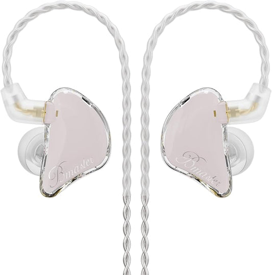 BASN in Ear Monitor Headphones, Triple Driver IEM Earphones with Powerful Bass, Noise Isolation HiFi Stereo Wired Earbuds for Musicians Singers Drummers (Cloud Pink)