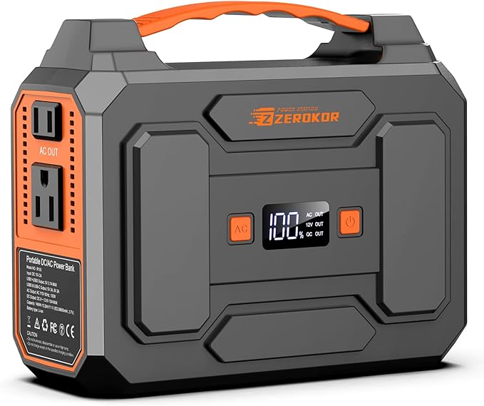 ZeroKor Portable Power Station 100W, Power Pack with 110V AC Outlet, Portable Solar Generator 146Wh External Battery with DC USB C QC3.0 for Smart Devices Camping Home RV VanLife(without Solar Panel)