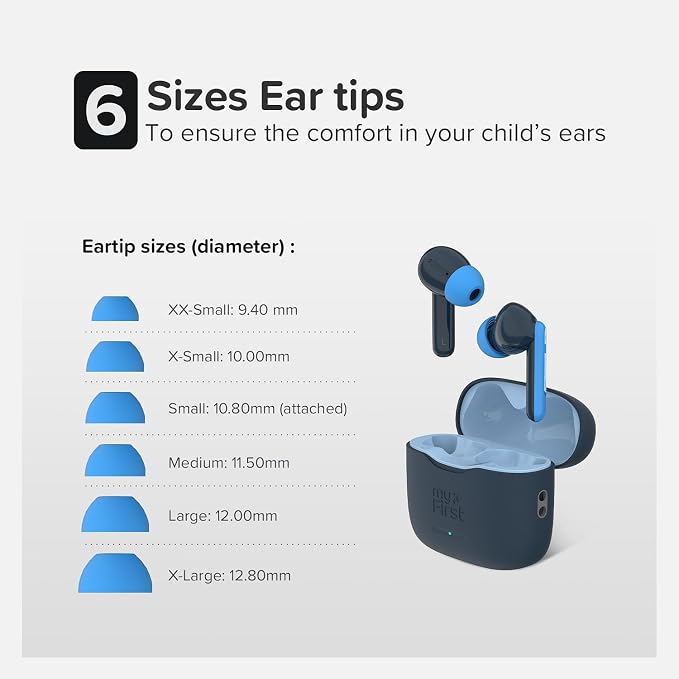 myFirst CareBuds Kids Wireless Earbuds, Bluetooth 5.3 85dB Volume Limiting Earbuds for Kids Ages 3-12 Safe Hearing Protection, 36H Playtime, Small Ear Fit, IPX4 Waterproof, Easy Pairing